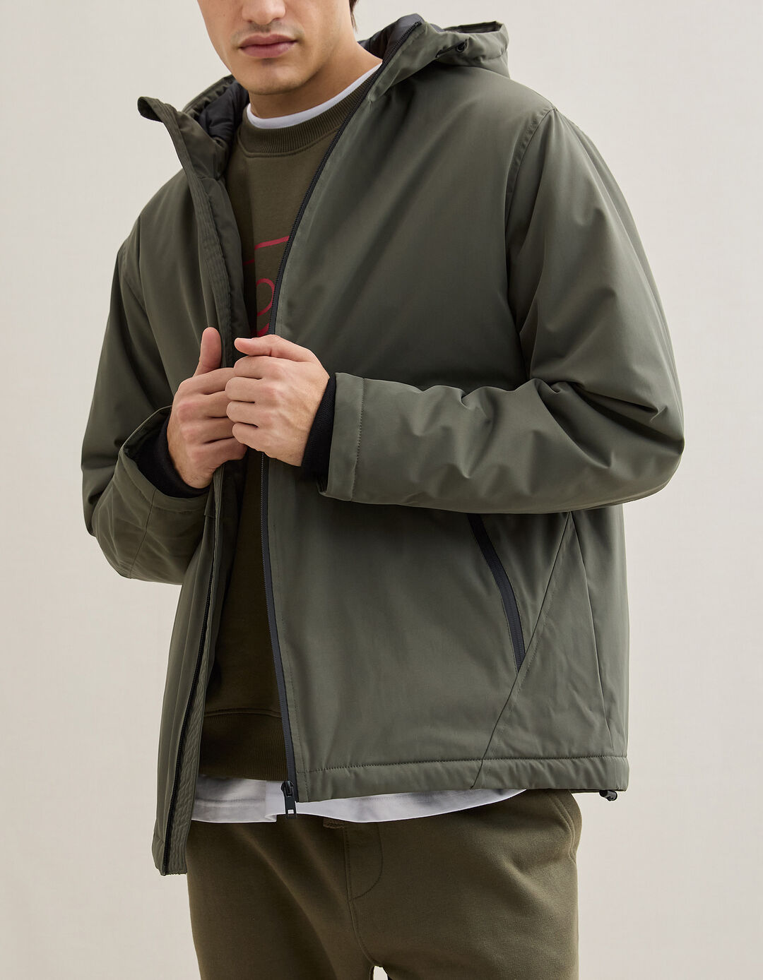 Parka com Capuz, Homem, Verde Escuro