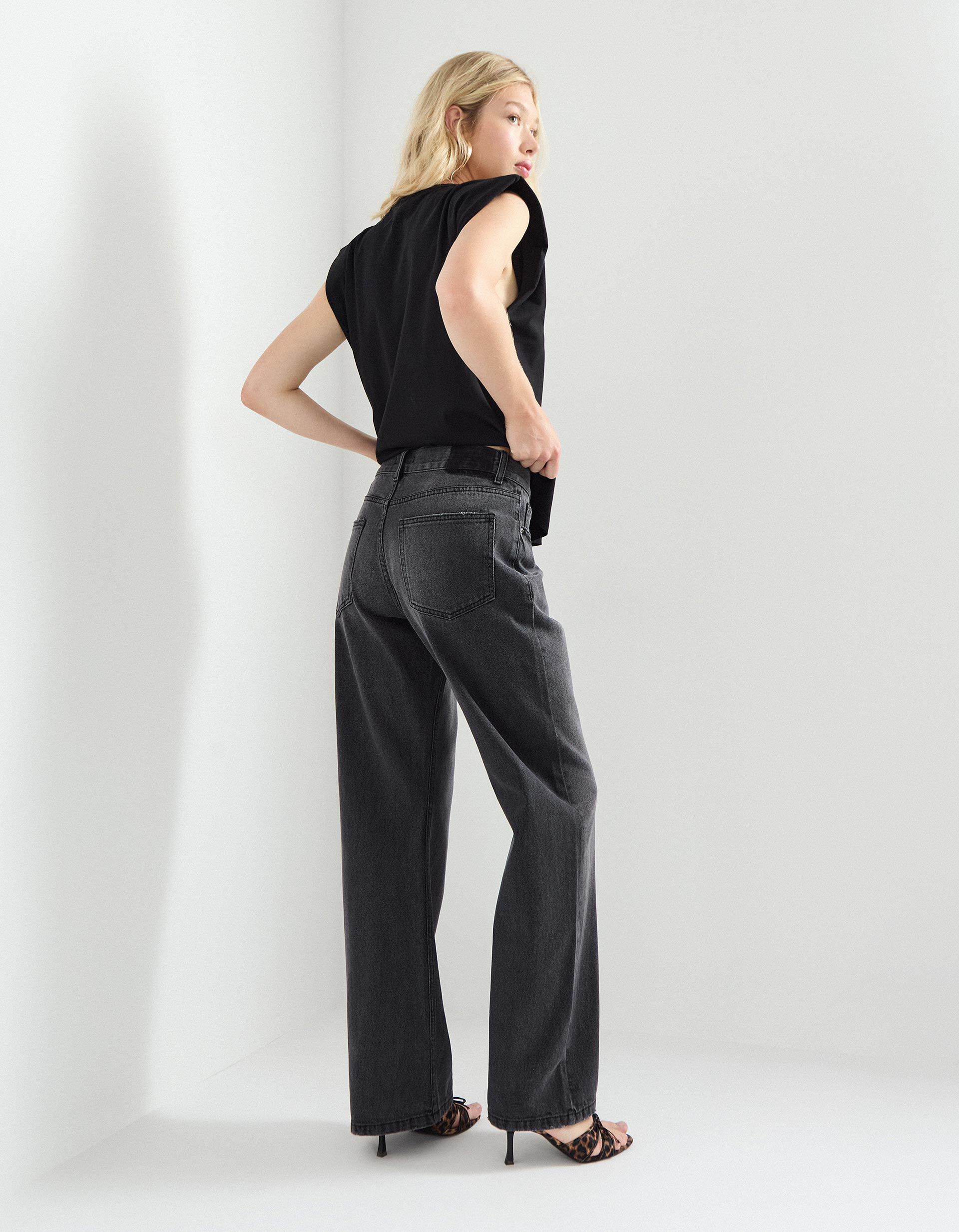 Comprar Online Cal&ccedil;as de Ganga Wide Leg, Mulher, Cinzento 
