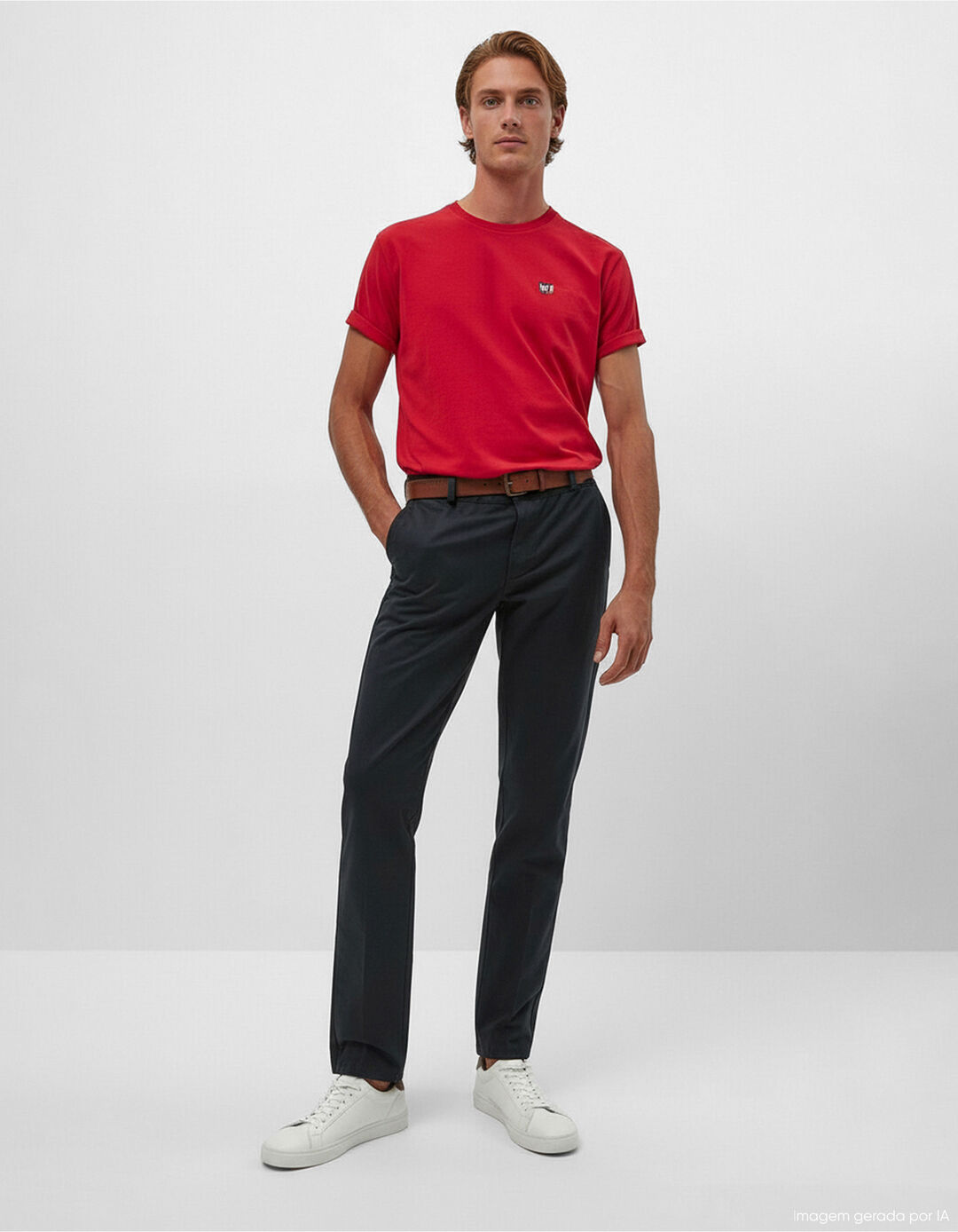 Cal&ccedil;as Chino Premium 'Slim fit', Homem, Azul Escuro