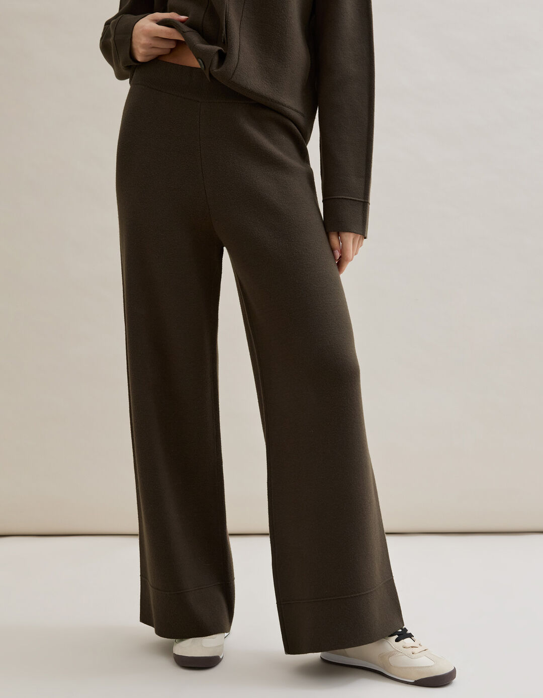 Calças de Malha, Mulher, Castanho Escuro