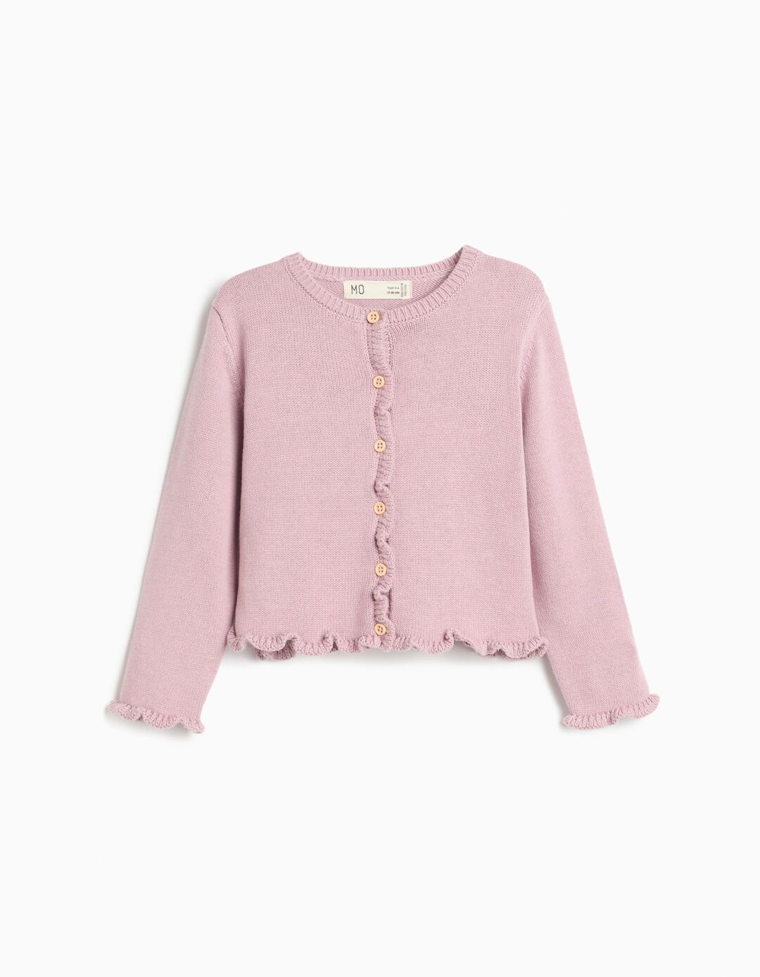 Casaco De Malha Com Folhos, Menina, Rosa Claro