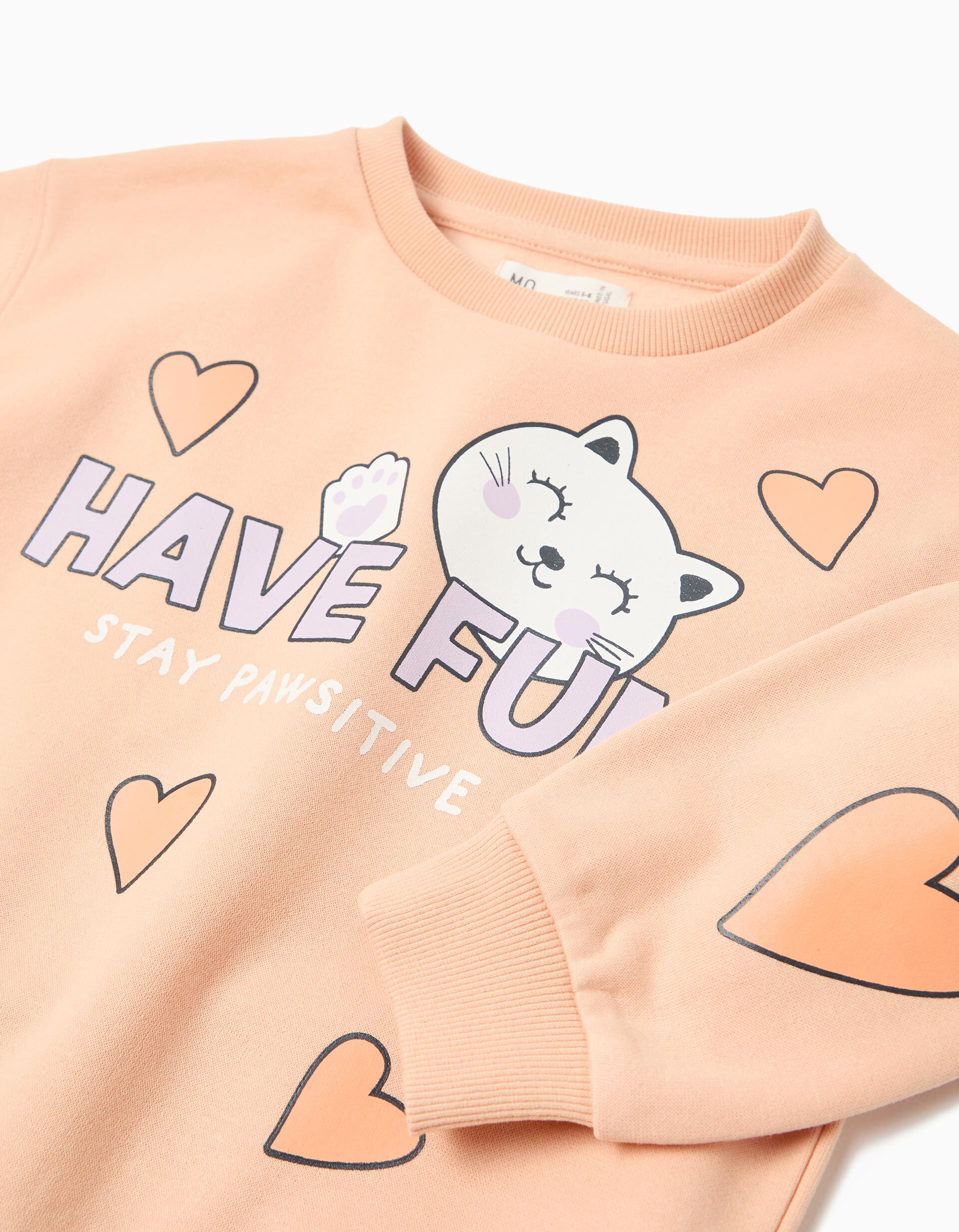 Comprar Online Sweatshirt de Felpa, Menina, Laranja Claro