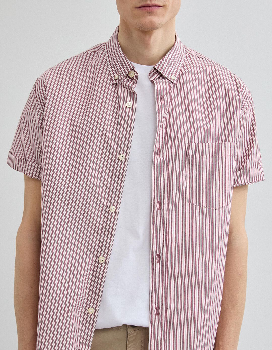 Camisa Manga Curta, Homem, Vermelho Escuro