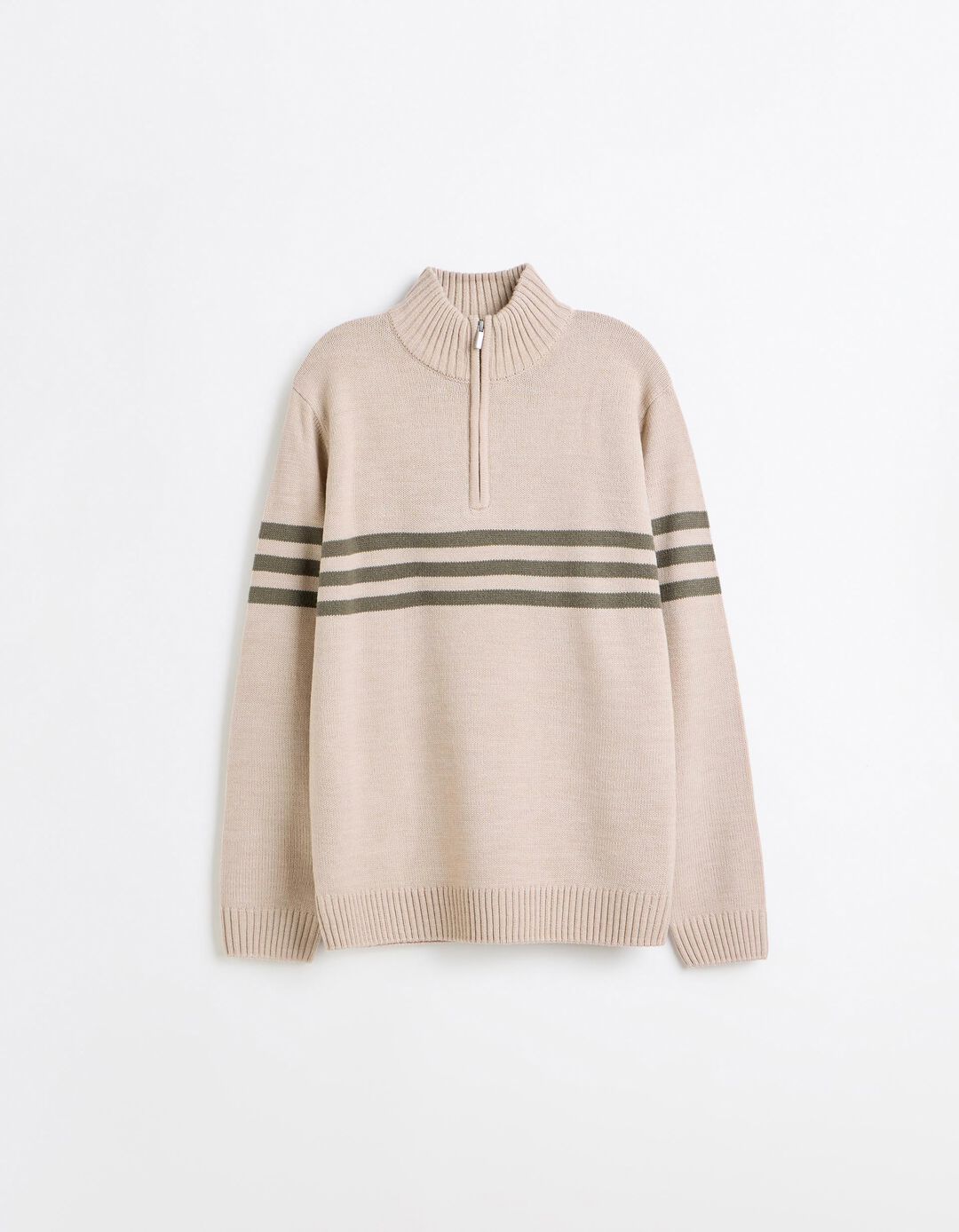 Sweater De Gola Alta, Homem, Bege