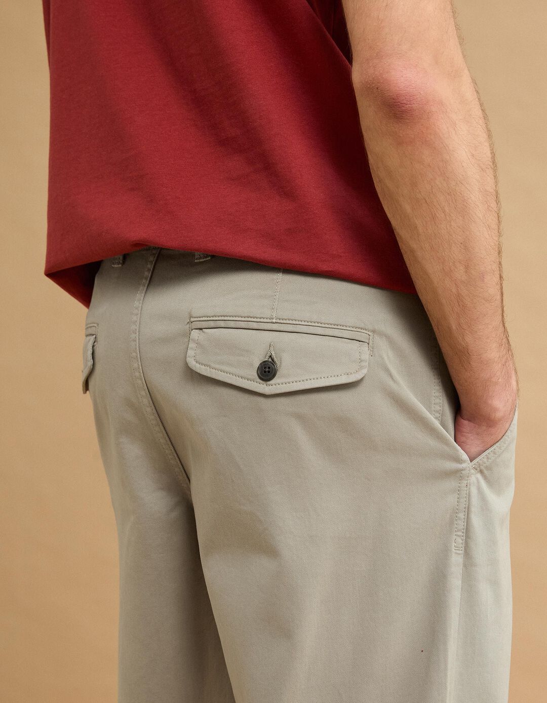 Cal&ccedil;as Chino 'Straight Fit', Homem, Bege Claro