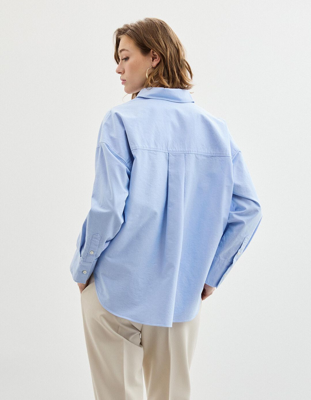 Camisa Oxford, Mulher, Azul