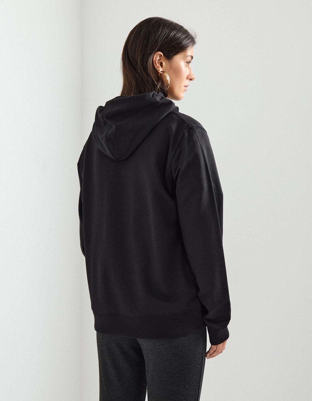 Sweatshirt com Capuz, Mulher, Preto