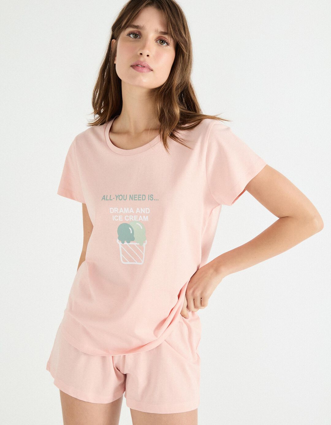 Pijama Jersey, Mulher, Rosa Claro 