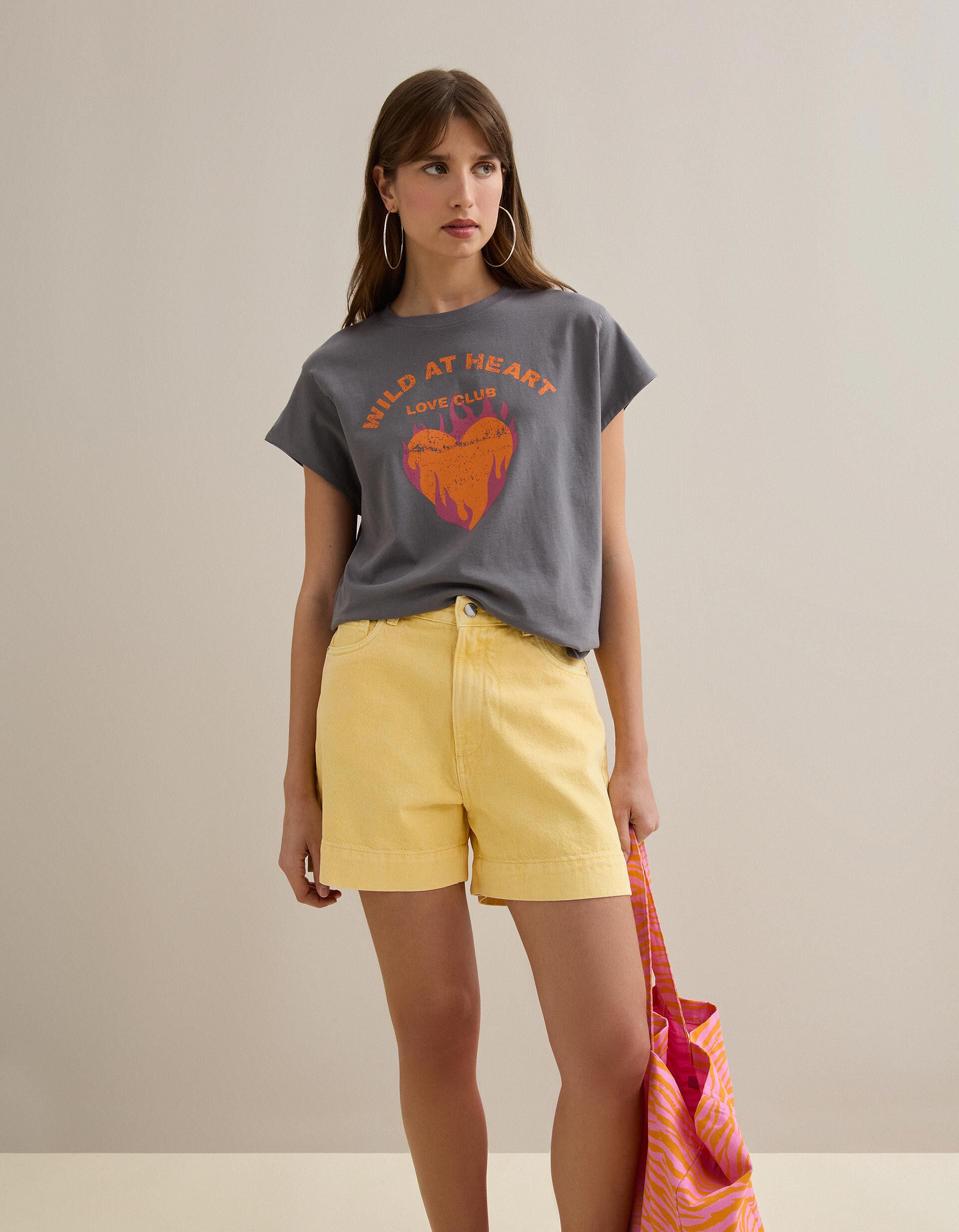 Comprar Online T-shirt Estampada, Mulher, Cinzento