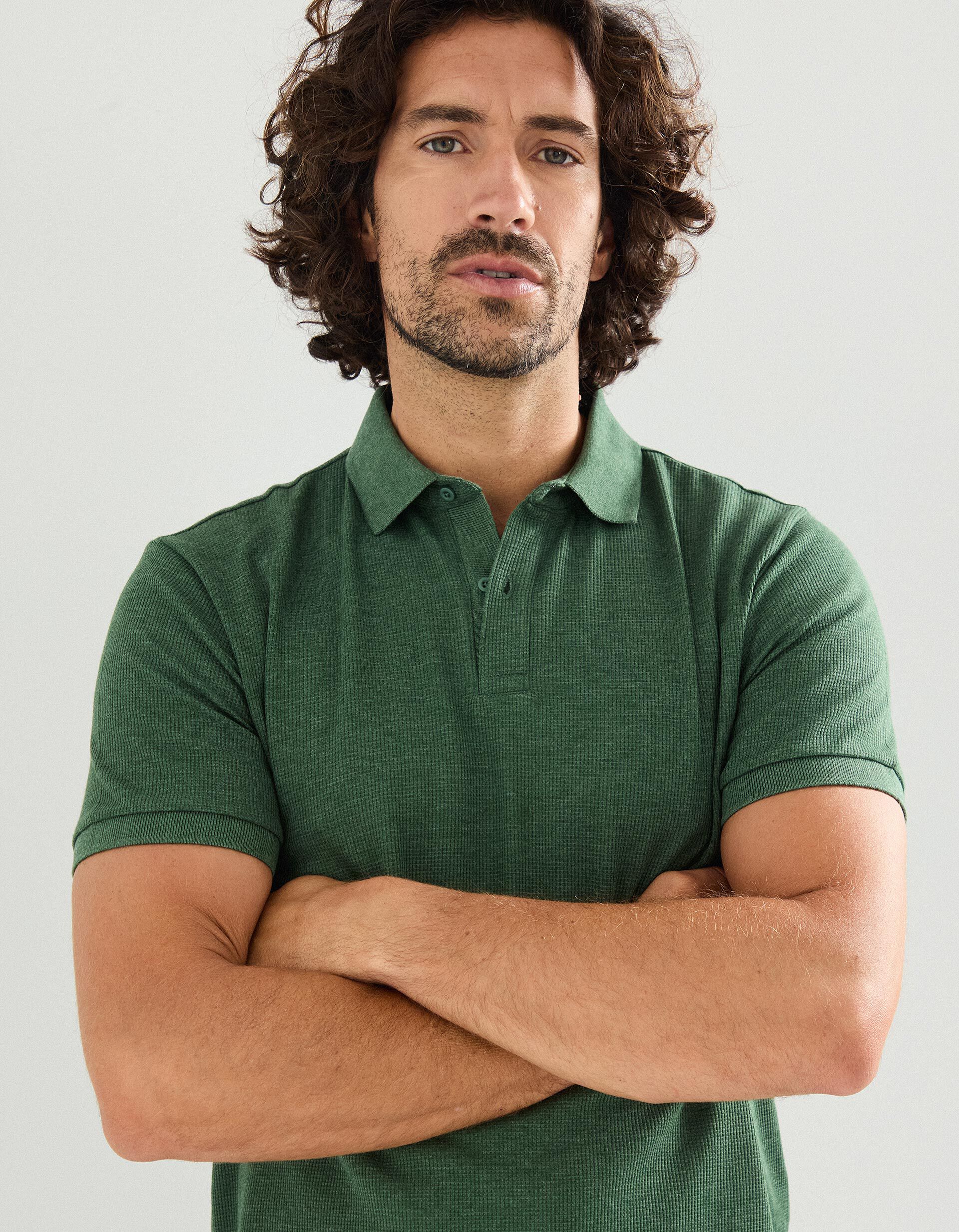 Comprar Online Polo Waffle, Homem, Verde Escuro