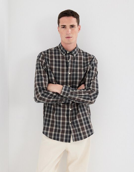 Comprar Online Camisa de Xadrez, Homem, Castanho Escuro