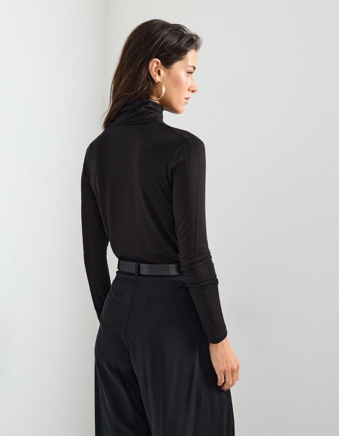 Camisola com Gola Alta, Mulher, Preto