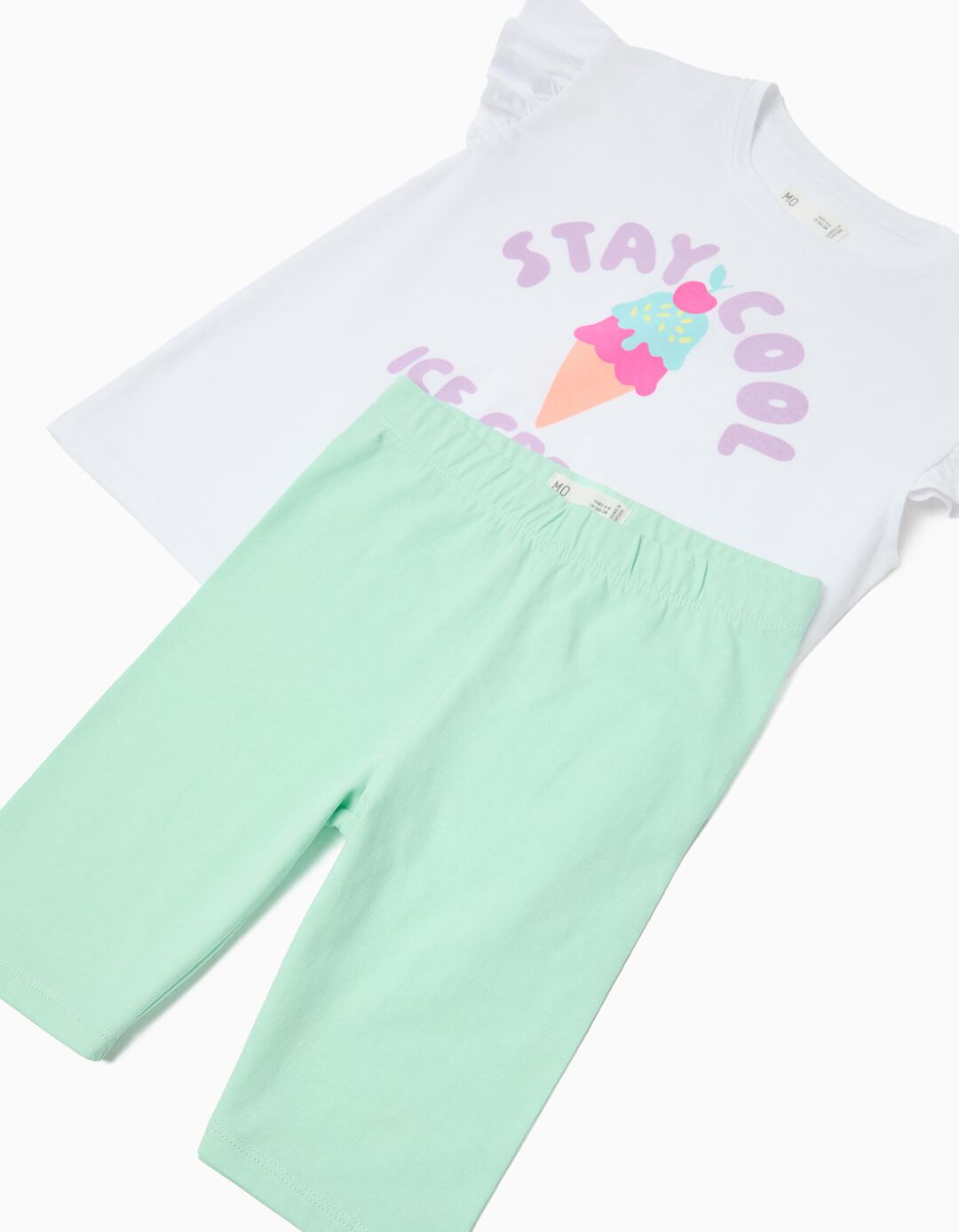Conjunto T-shirt e Leggings, Menina, Branco