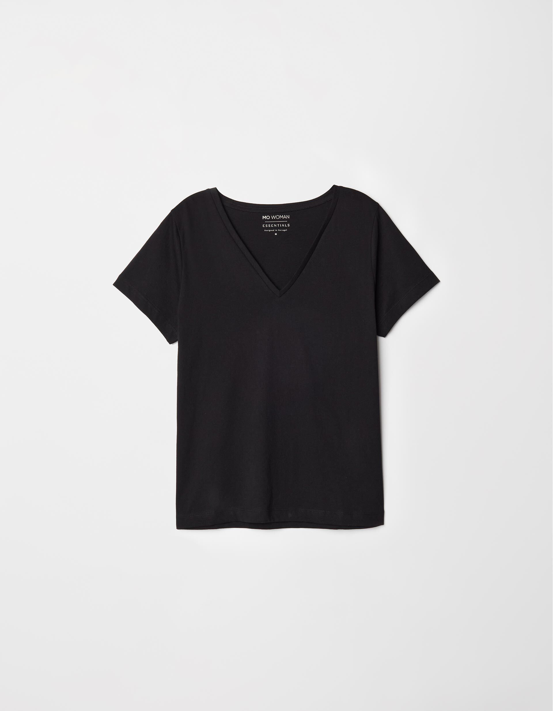 Comprar Online T-shirt Decote em V, Mulher, Preto