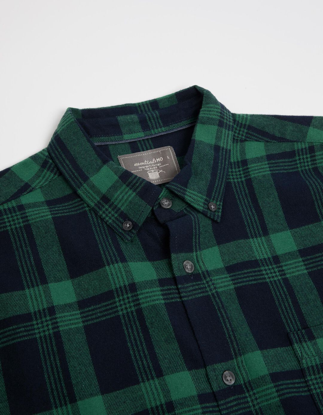 Camisa de Manga Comprida Xadrez Flanela, Homem, Verde Escuro