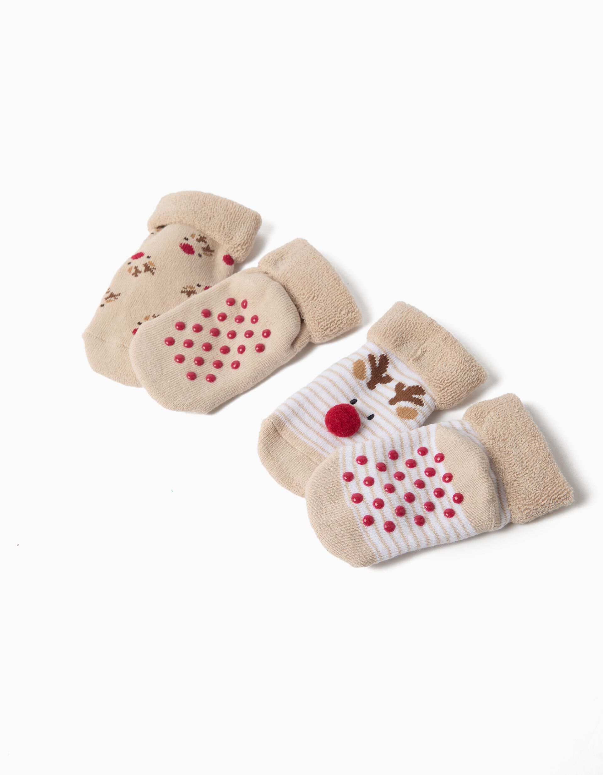 Comprar Online Pack 2 Pares De Meias Natal, Menina, Bege Escuro