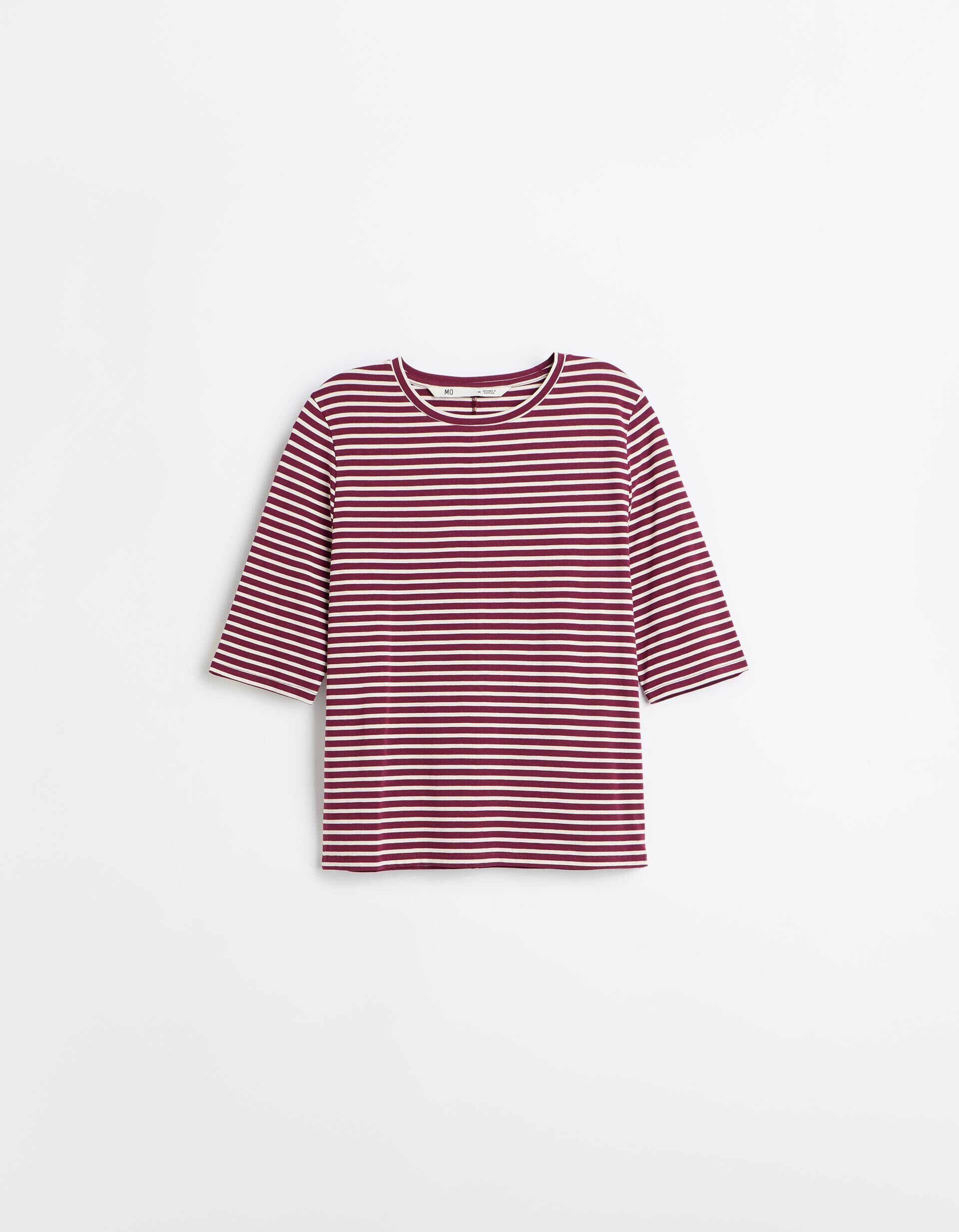 Comprar Online T-shirt &Agrave;s Riscas, Mulher, Vermelho Escuro