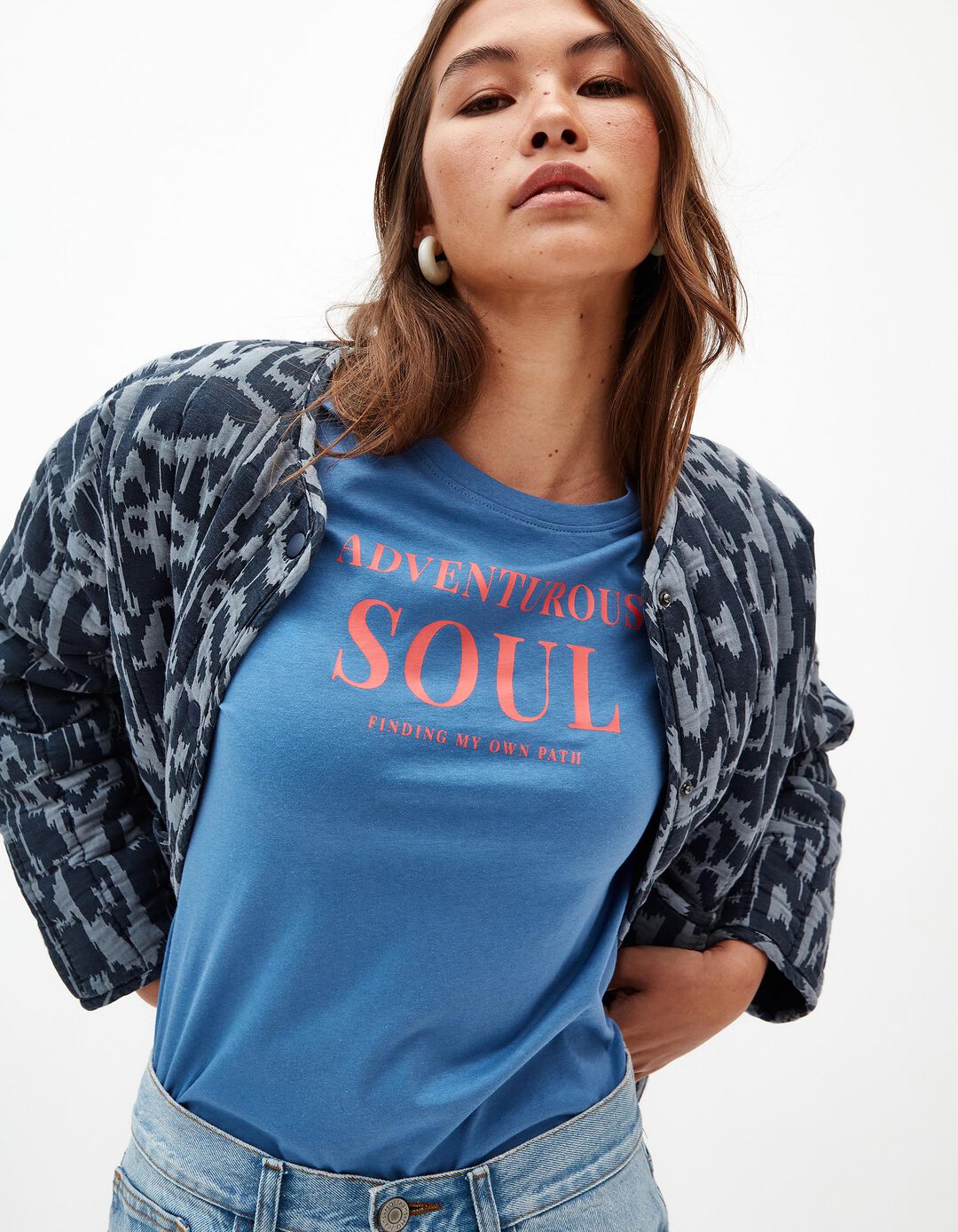 T-shirt Estampado, Mulher, Azul