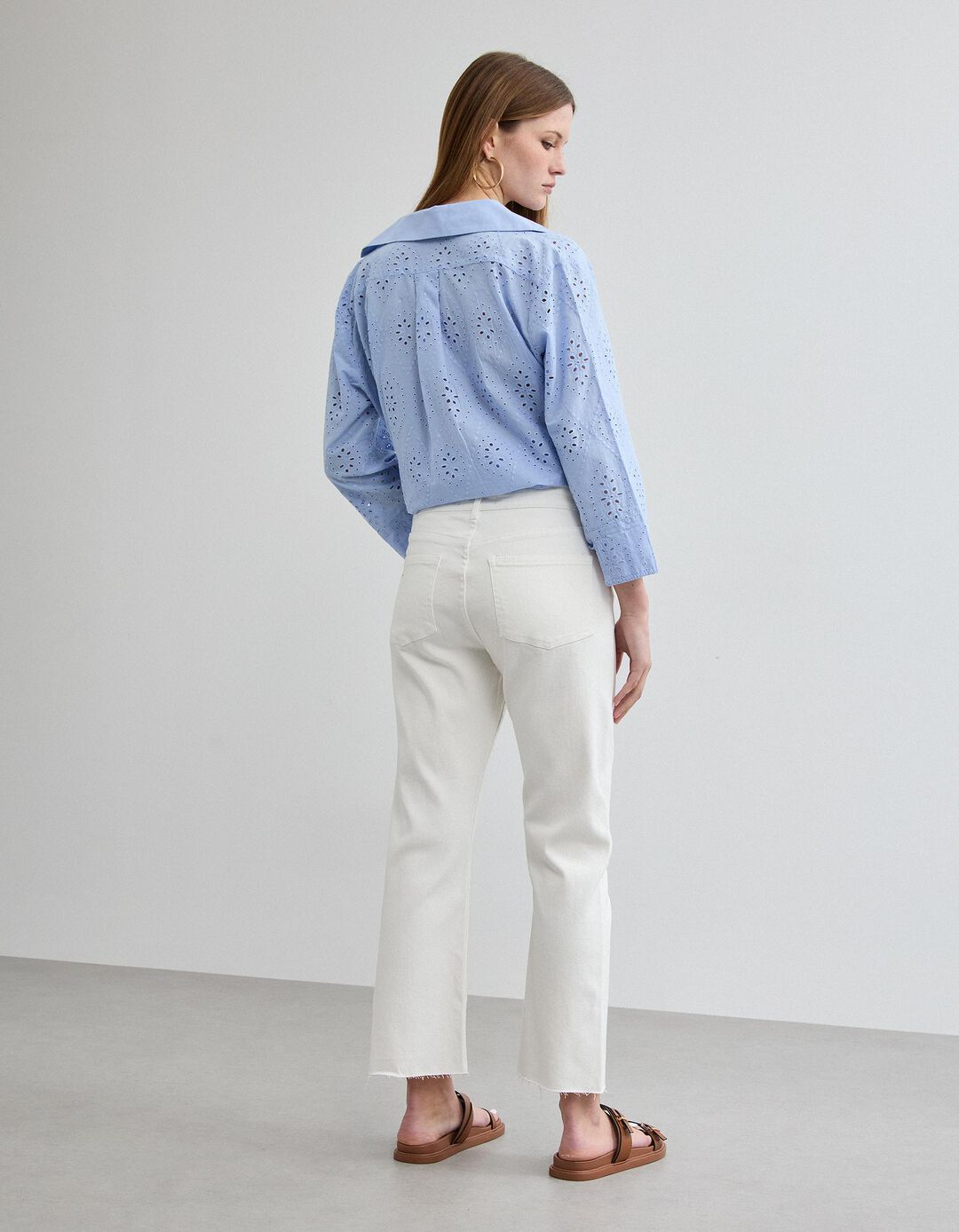Cal&ccedil;as de Ganga 'Straight Cropped', Mulher, Branco