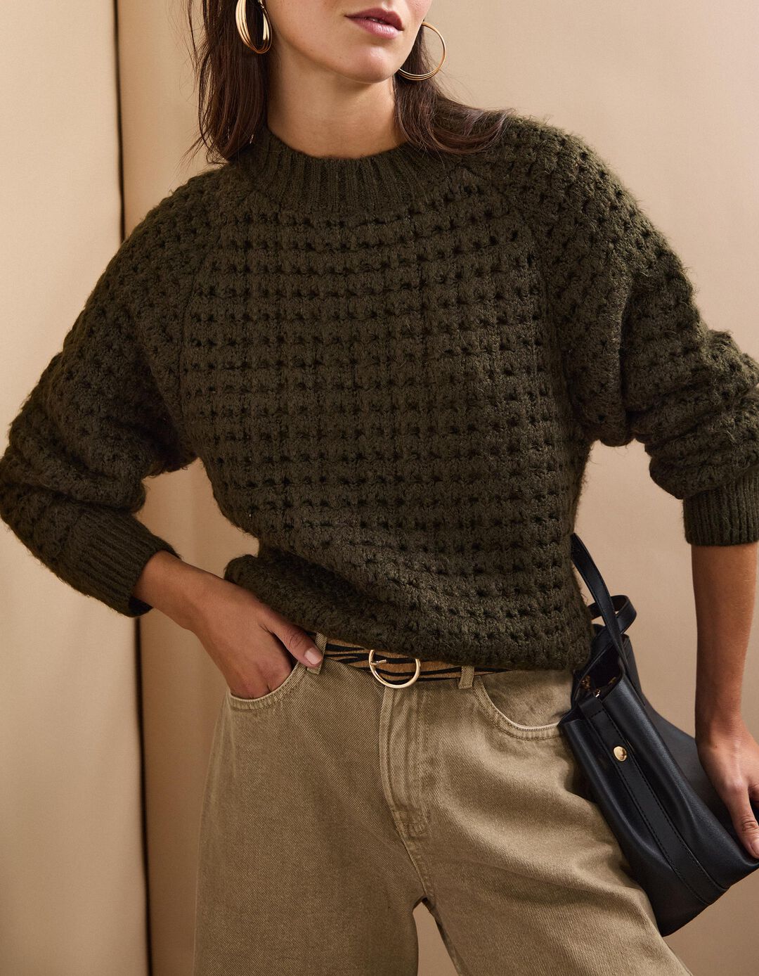 Camisola de Malha, Mulher, Verde Escuro