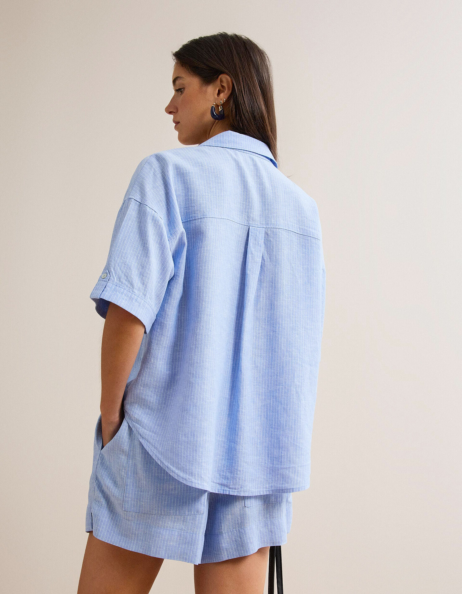 Comprar Online Blusa com Linho, Mulher, Azul