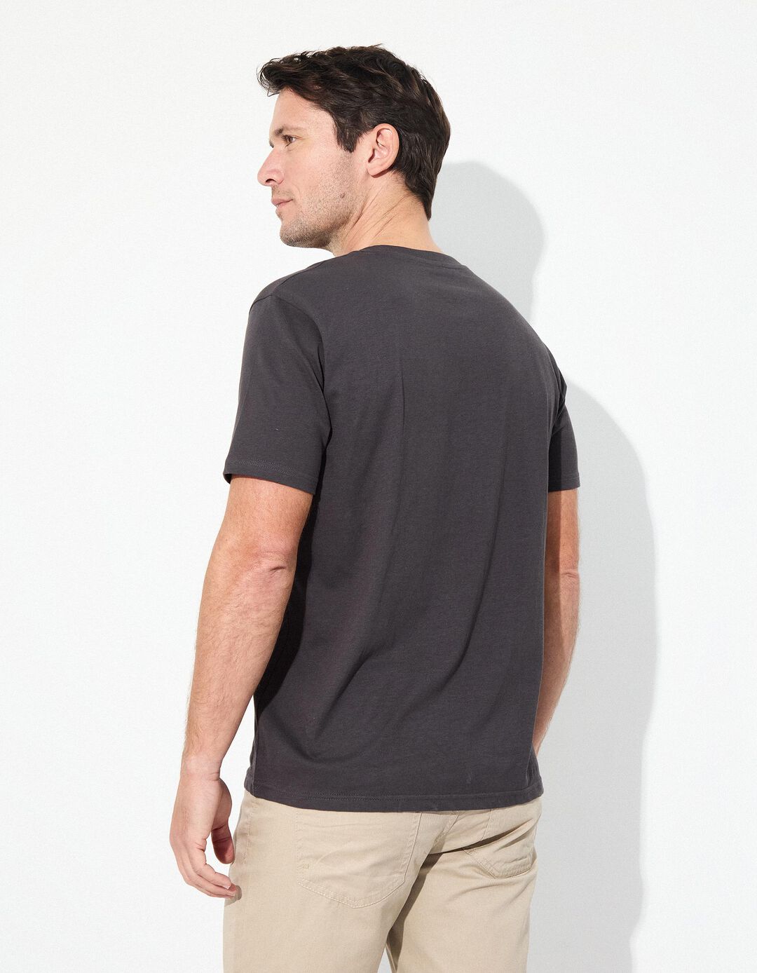T-shirt Jersey Estampado, Homem, Cinzento Escuro