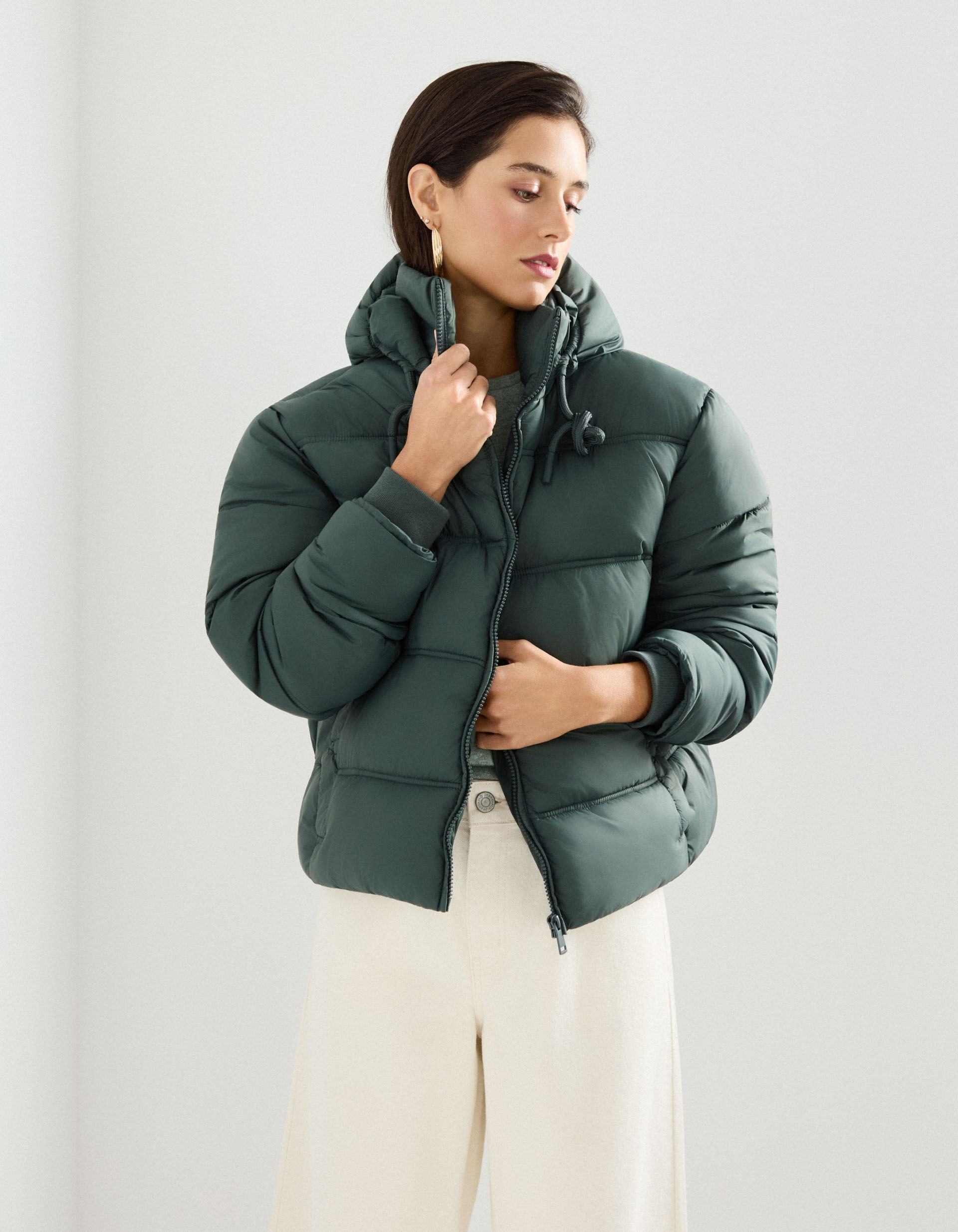 Comprar Online Casaco Acolchoado com Capuz, Mulher, Cinzento Escuro