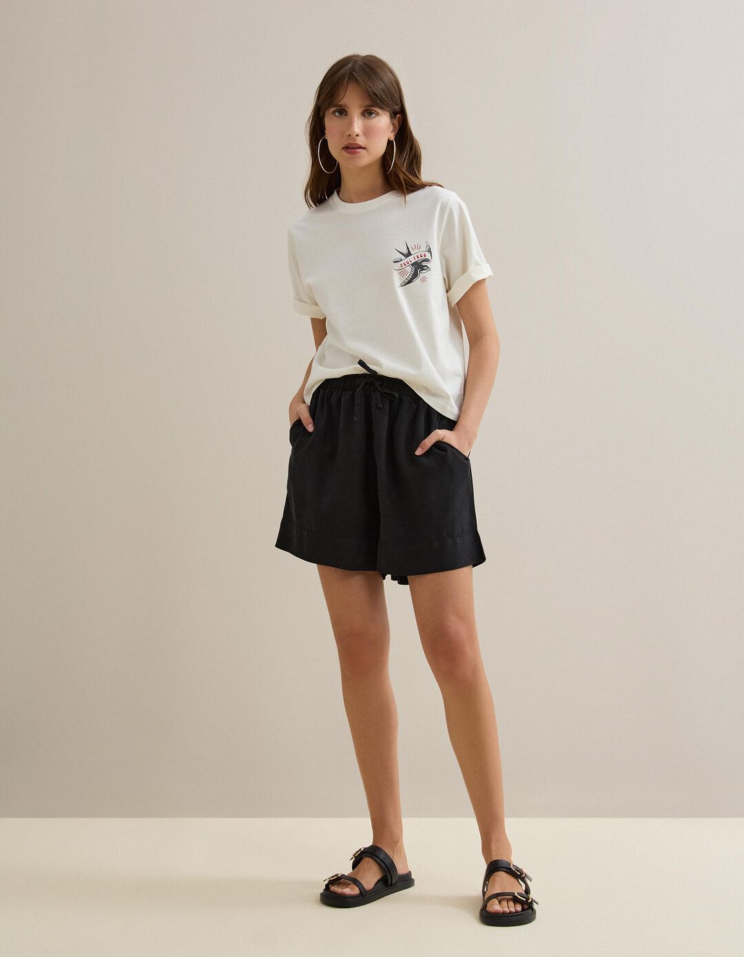 T-shirt com Estampado, Mulher, Branco