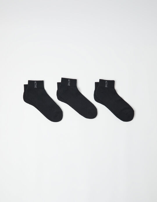 Comprar Online Pack 3 Pares de Meias Tornozelo, Homem, Preto