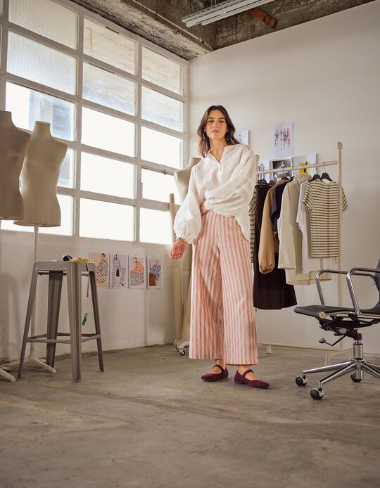 Comprar Online Cal&ccedil;as com Bordados, Mulher, Bege