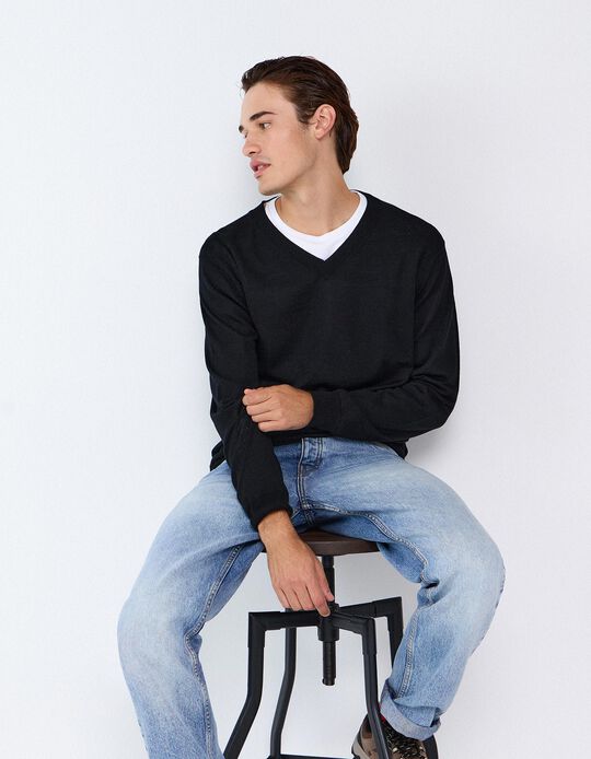 Comprar Online Camisola De L&atilde; Merino, Homem, Preto