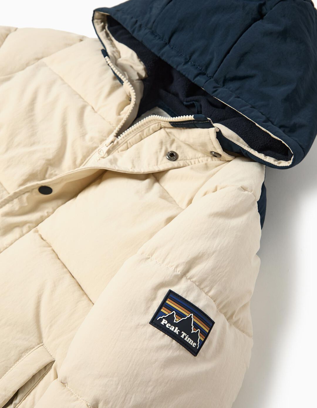 Casaco Acolchoado com Capuz, Menino, Bege