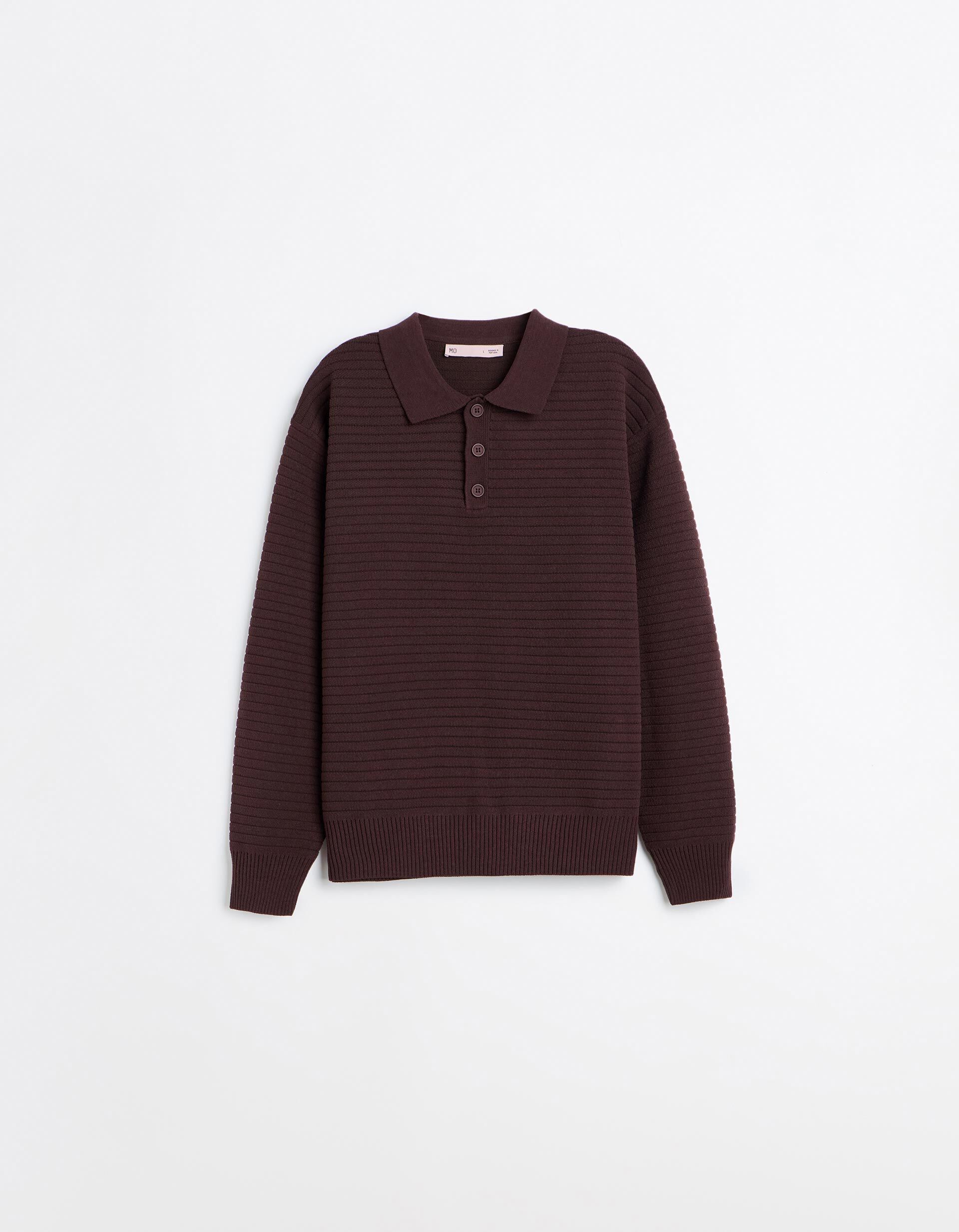 Comprar Online Camisola De Malha Gola Polo, Homem, Castanho Escuro