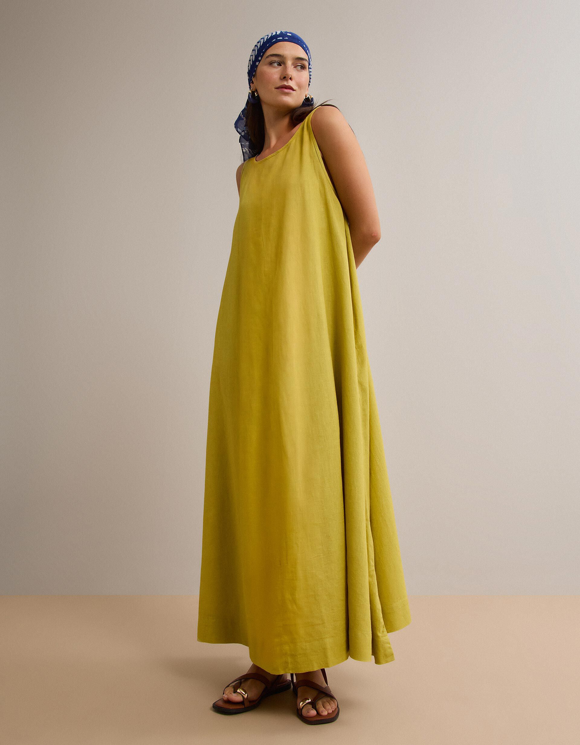 Comprar Online Vestido com Linho, Mulher, Amarelo