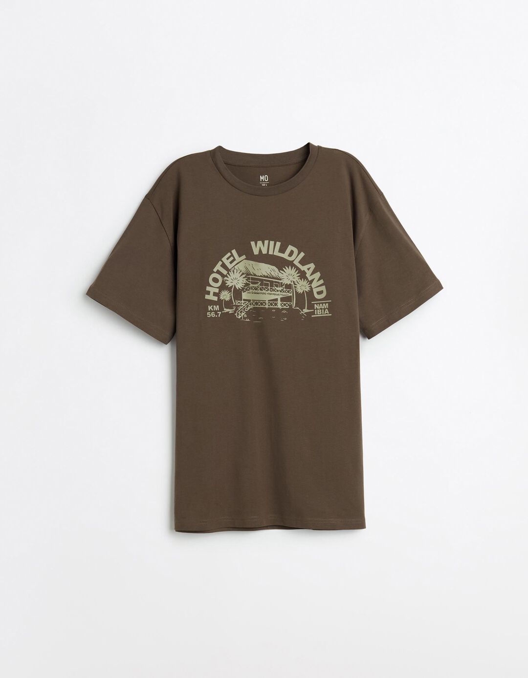 T-shirt Jersey Estampada, Homem, Castanho