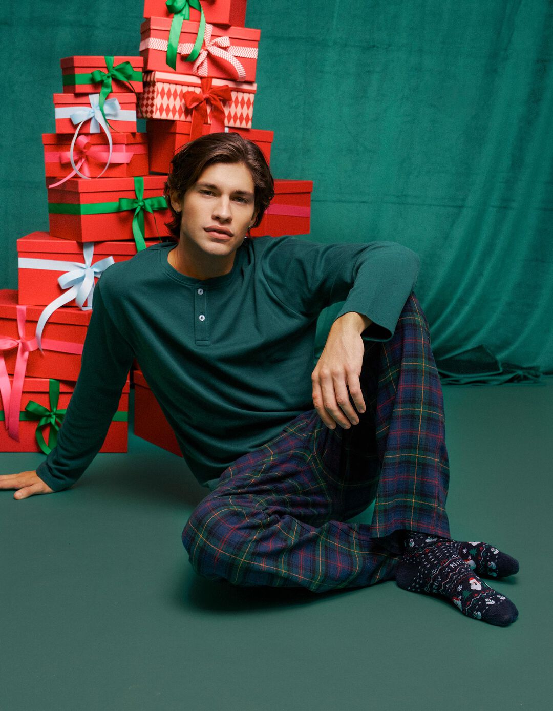 Pijama De Natal, Homem, Verde Escuro