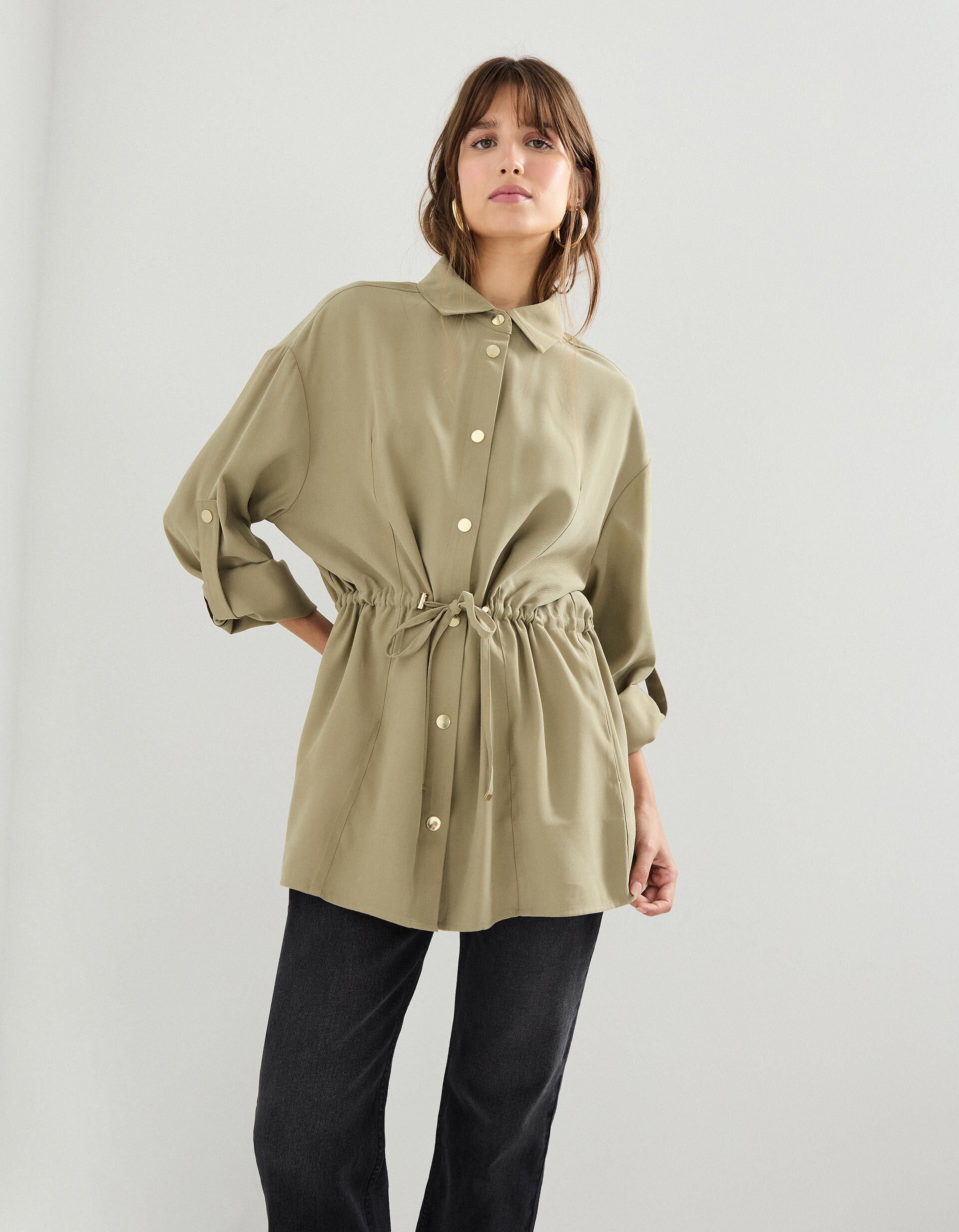 Comprar Online Sobrecamisa em Liocel, Mulher, Caqui