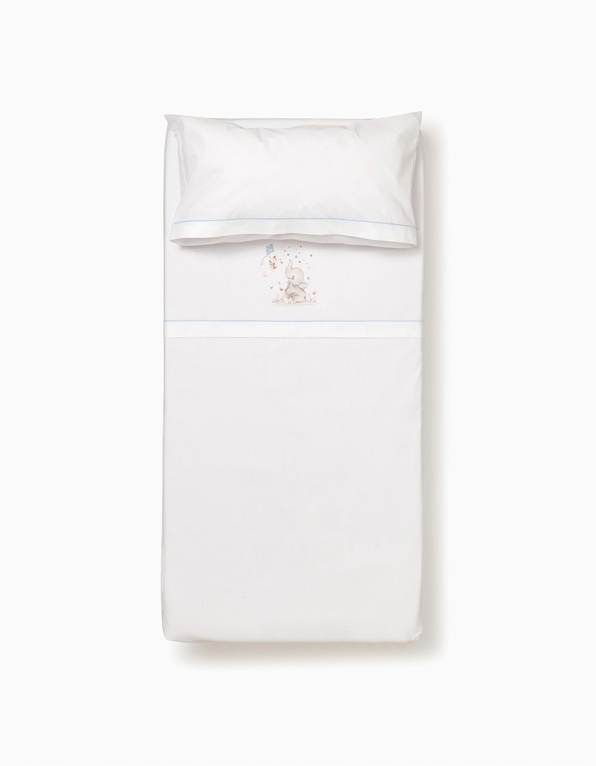 Comprar Online Conjunto De Len&ccedil;&oacute;is De Algod&atilde;o 3 Pcs Interbaby Elephant 60x120 cm, Azul