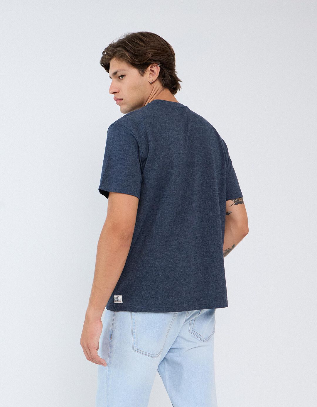 T-shirt Piquet, Homem, Azul Escuro