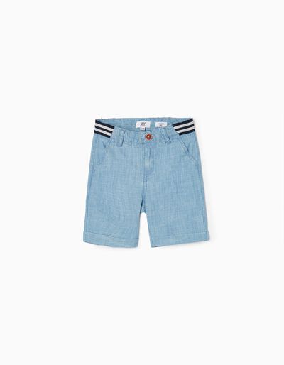 Cotton Cambric Shorts for Boys, Blue