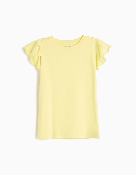 Comprar Online T-shirt Folhos, Menina, Amarelo