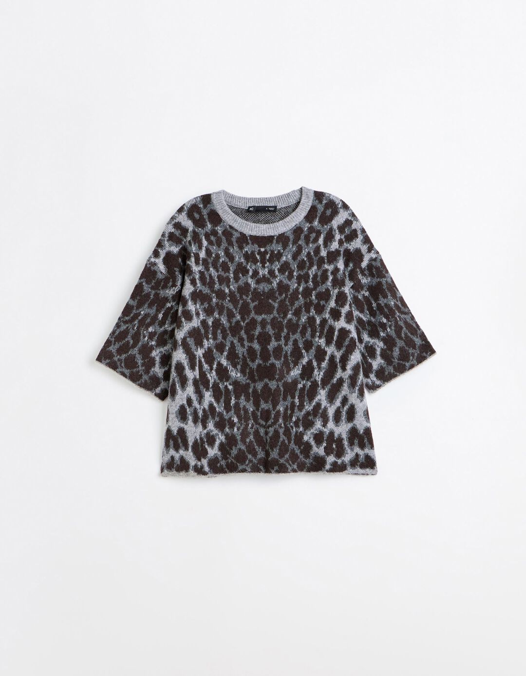 Camisola De Malha Animal Print, Mulher, Cinzento