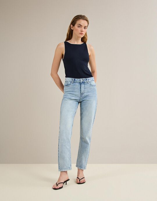 Comprar Online Cal&ccedil;as de Ganga 'Tapered Mom Fit', Mulher, Azul Claro