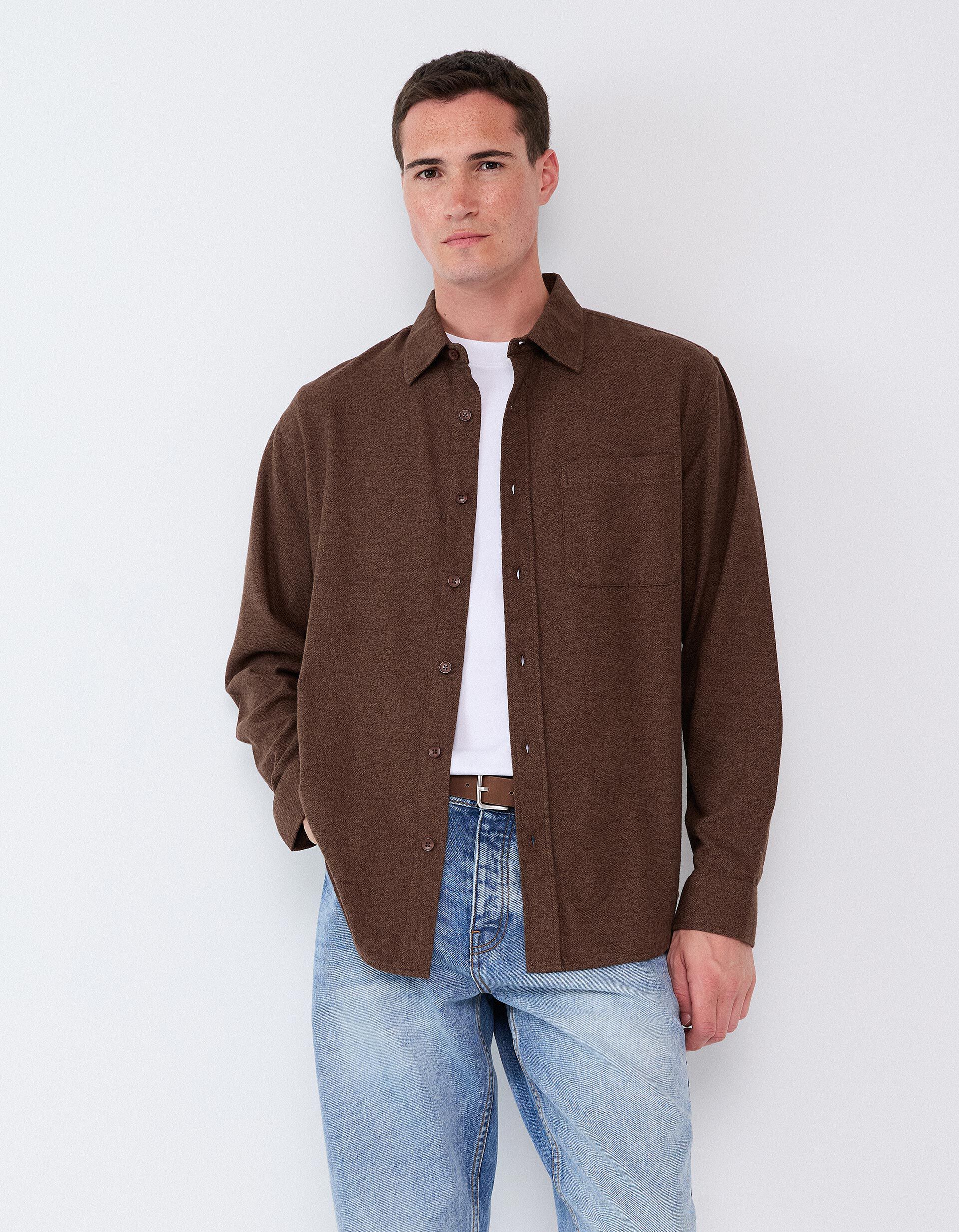 Comprar Online Camisa De Flanela, Homem, Castanho Escuro