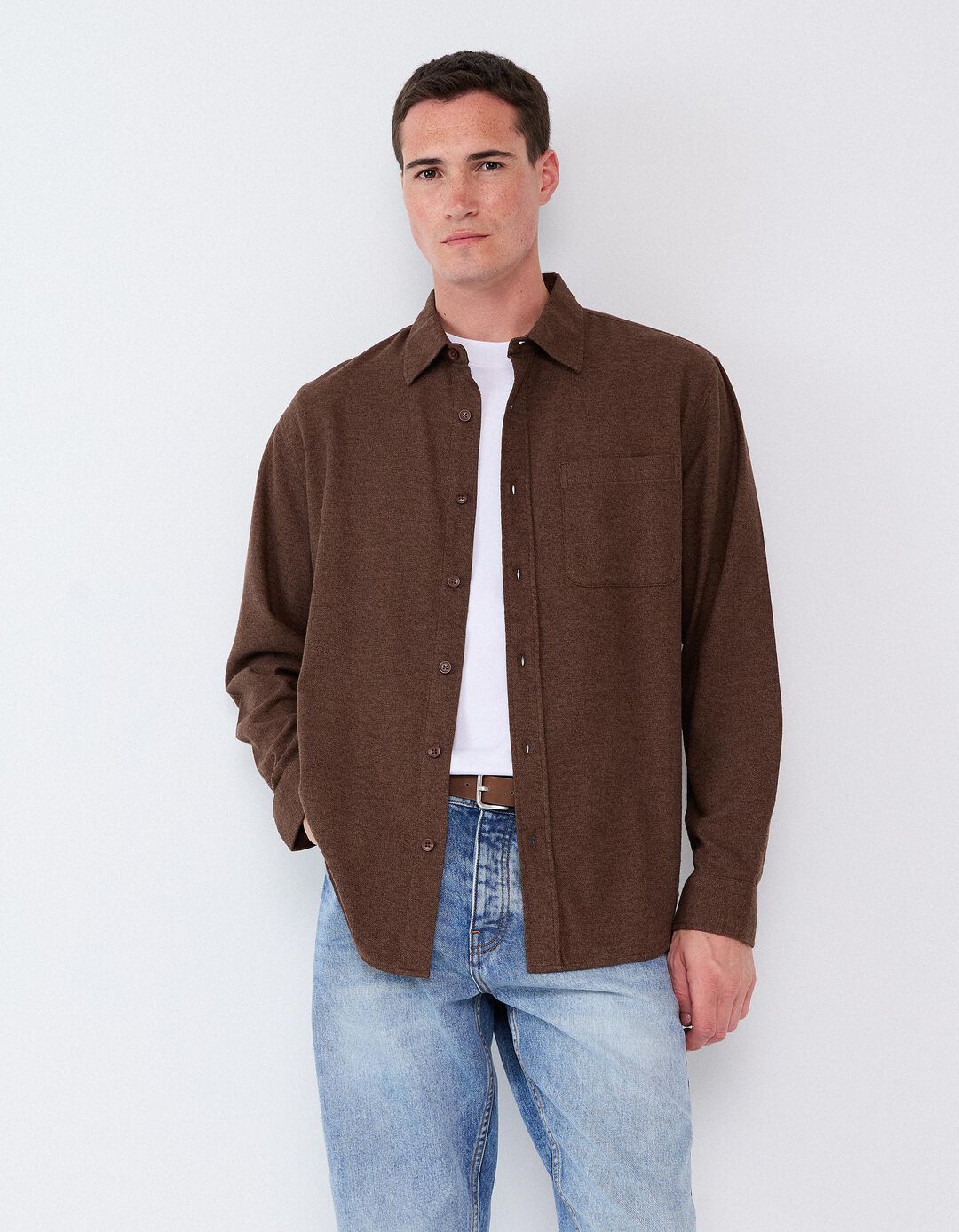 Camisa De Flanela, Homem, Castanho Escuro