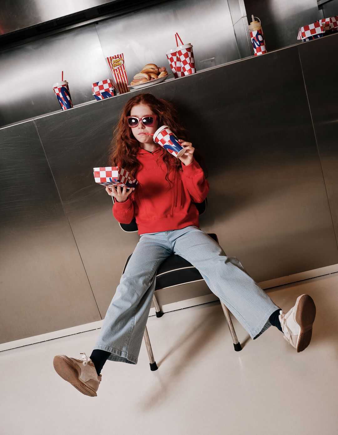 Cal&ccedil;as 'Marine' Riscas, Menina, Azul