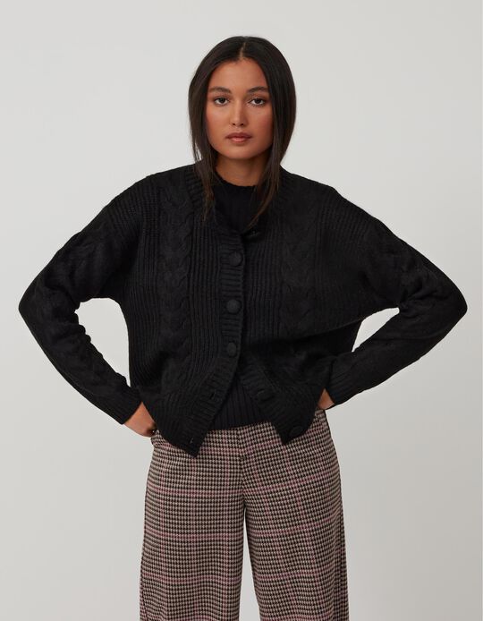 Cropped Cardigan for Women, Black