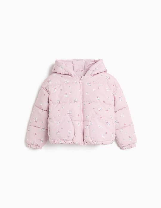 Comprar Online Casaco Acolchoado &Agrave;s Flores, Menina, Rosa Claro
