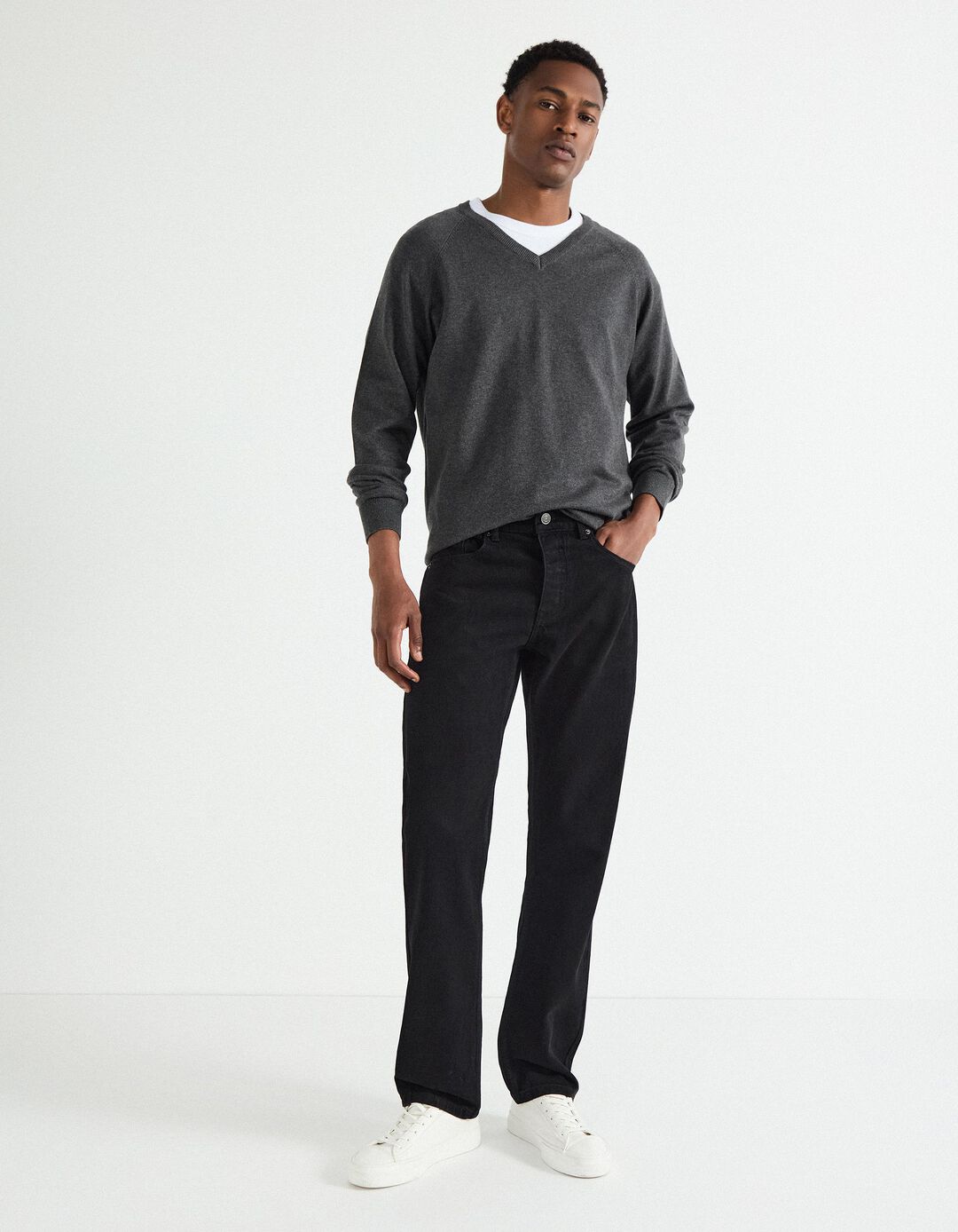 Calças de Ganga 'Straight Fit', Homem, Preto