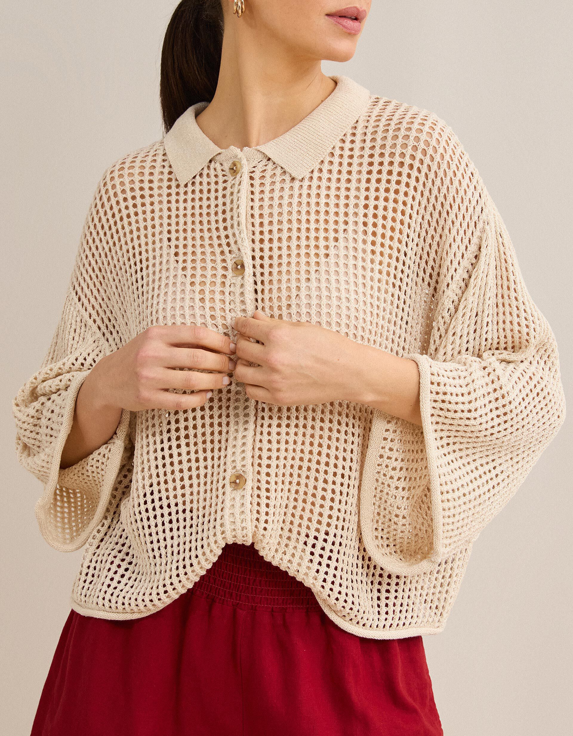 Comprar Online Camisa Tricotada, Mulher, Bege Claro